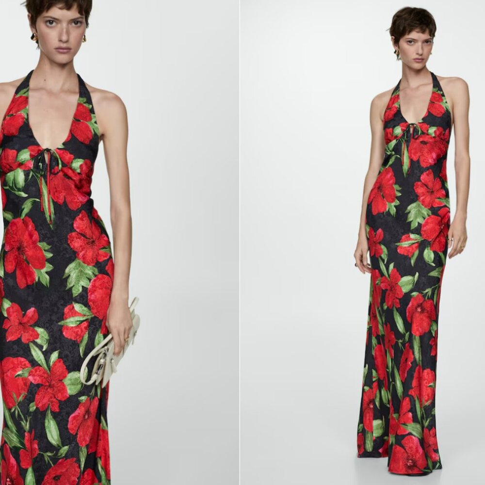 Halter-neck floral dress